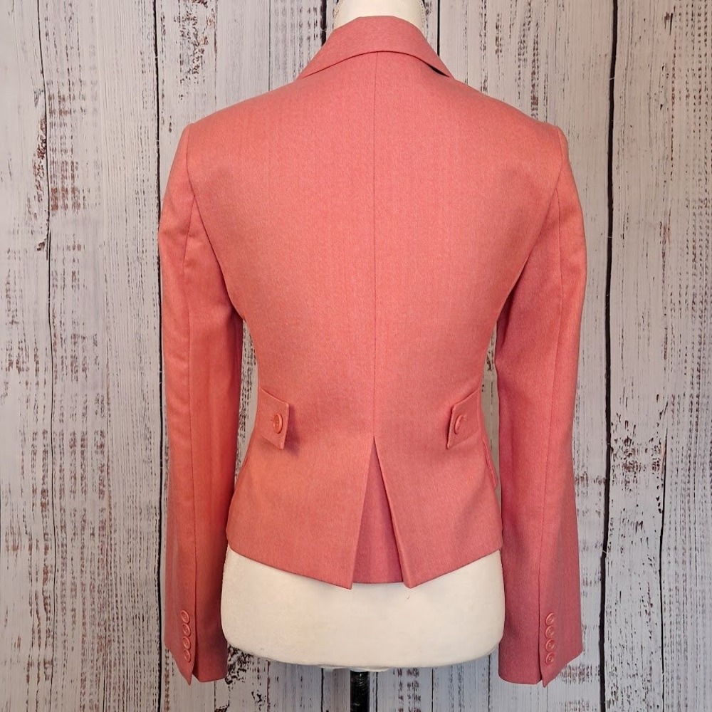 BCBGMAXAZRIA Coral Pink Herringbone Wool Blend Tailored Blazer Jacket XS - Picture 4 of 9